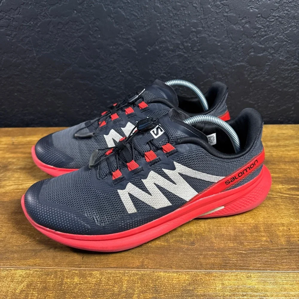 Salomon Hypulse 416852 Black Red Mesh Trail Running Shoes Mens Size 9